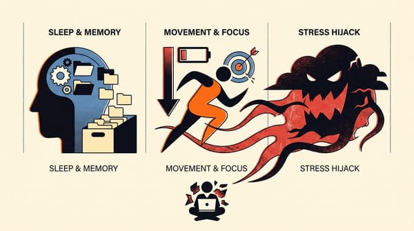 Freelancer managing stress, sleep, and movement for better productivity